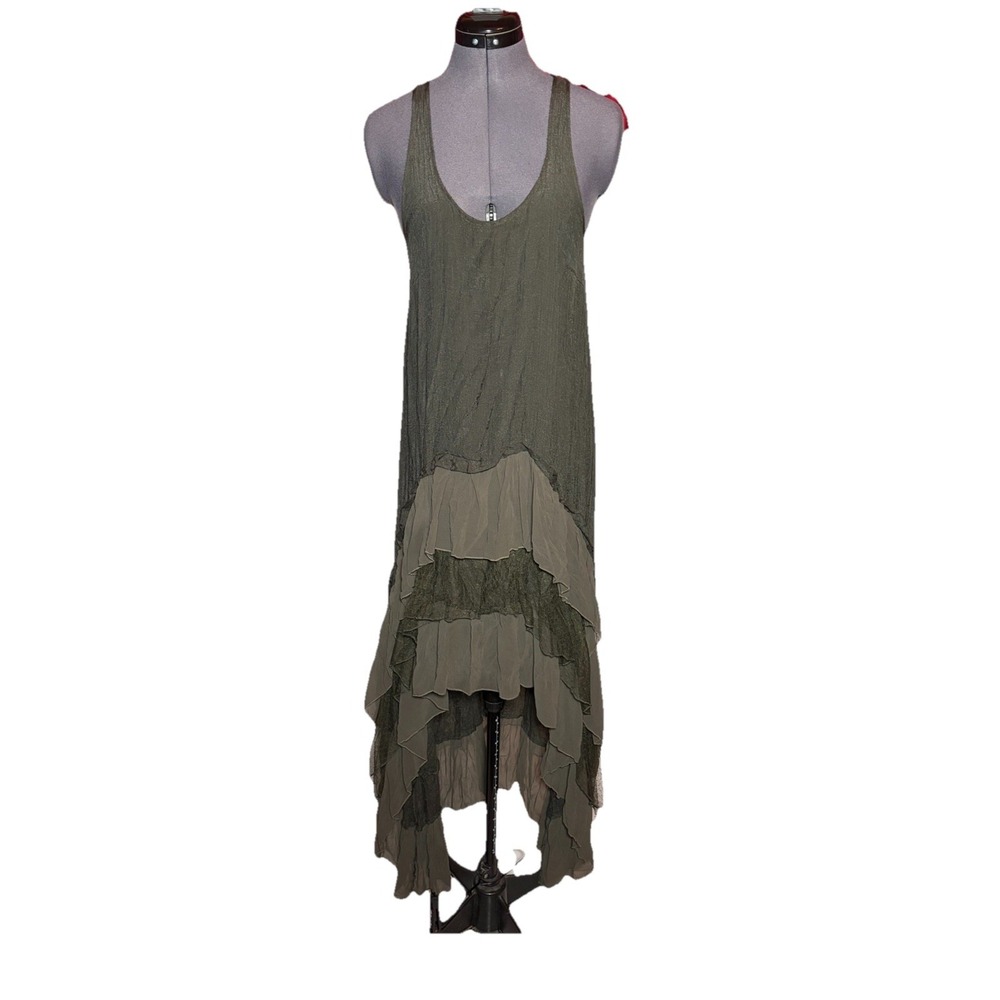 Boho Lagenlook Romantic Layered Whimsy Maxi Dress Asymmetrical Fairycore B-40" L